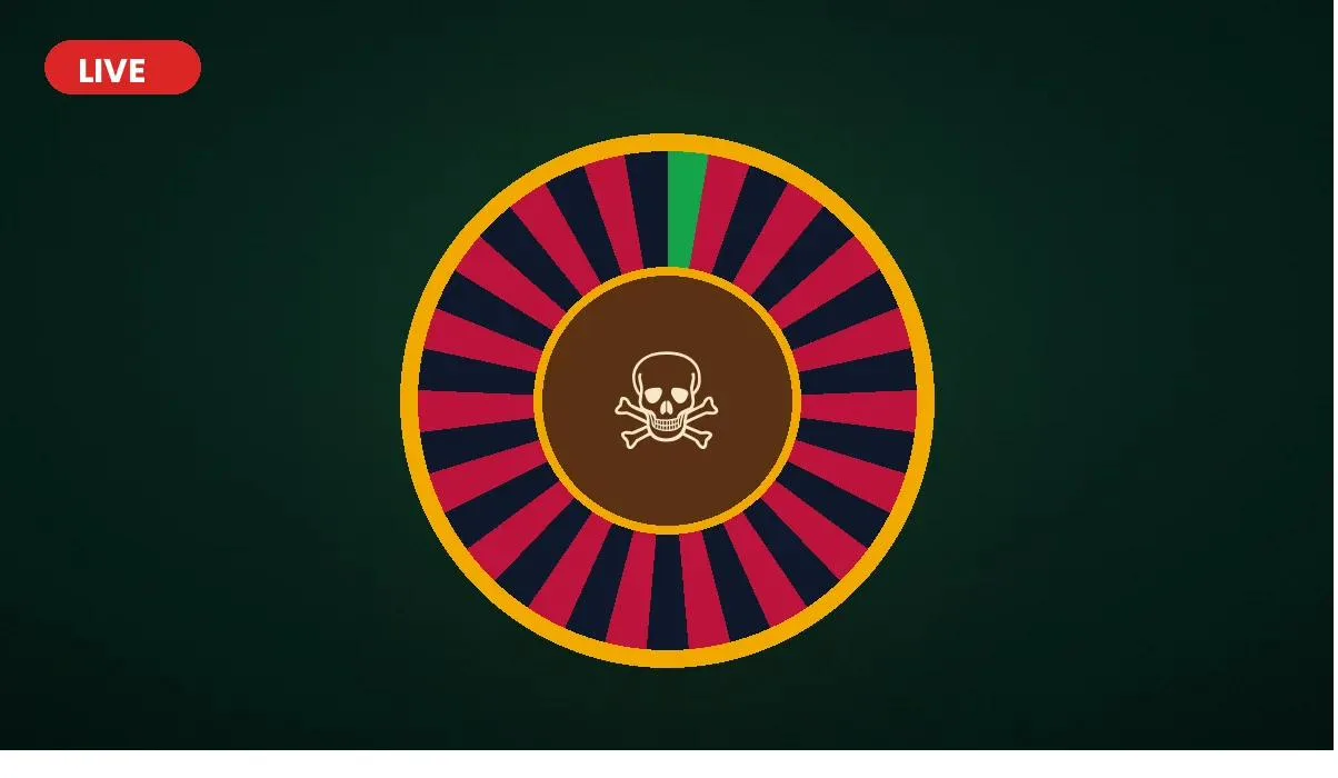 Illustration du casino en direct de Shiny Wilds : roue de roulette avec badge Live